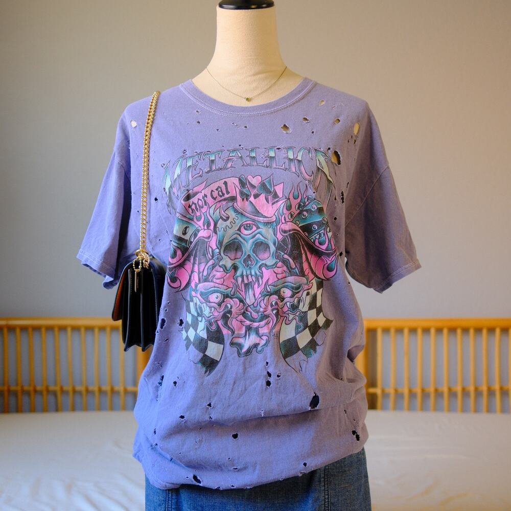 Metallica Graphic Tee Distressed Grunge Band Tee